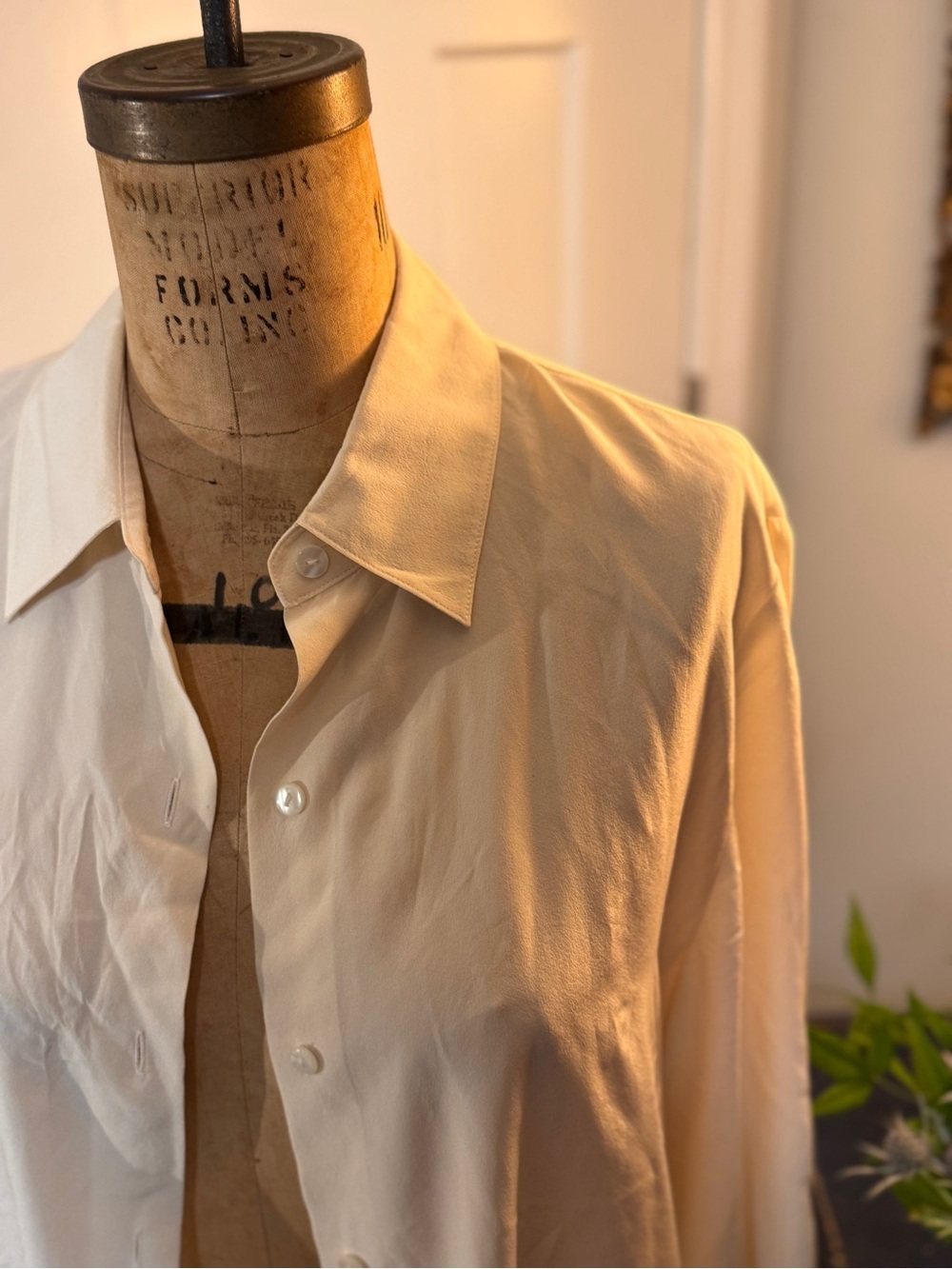 Talbots Cream 100% Silk Button-Front Blouse